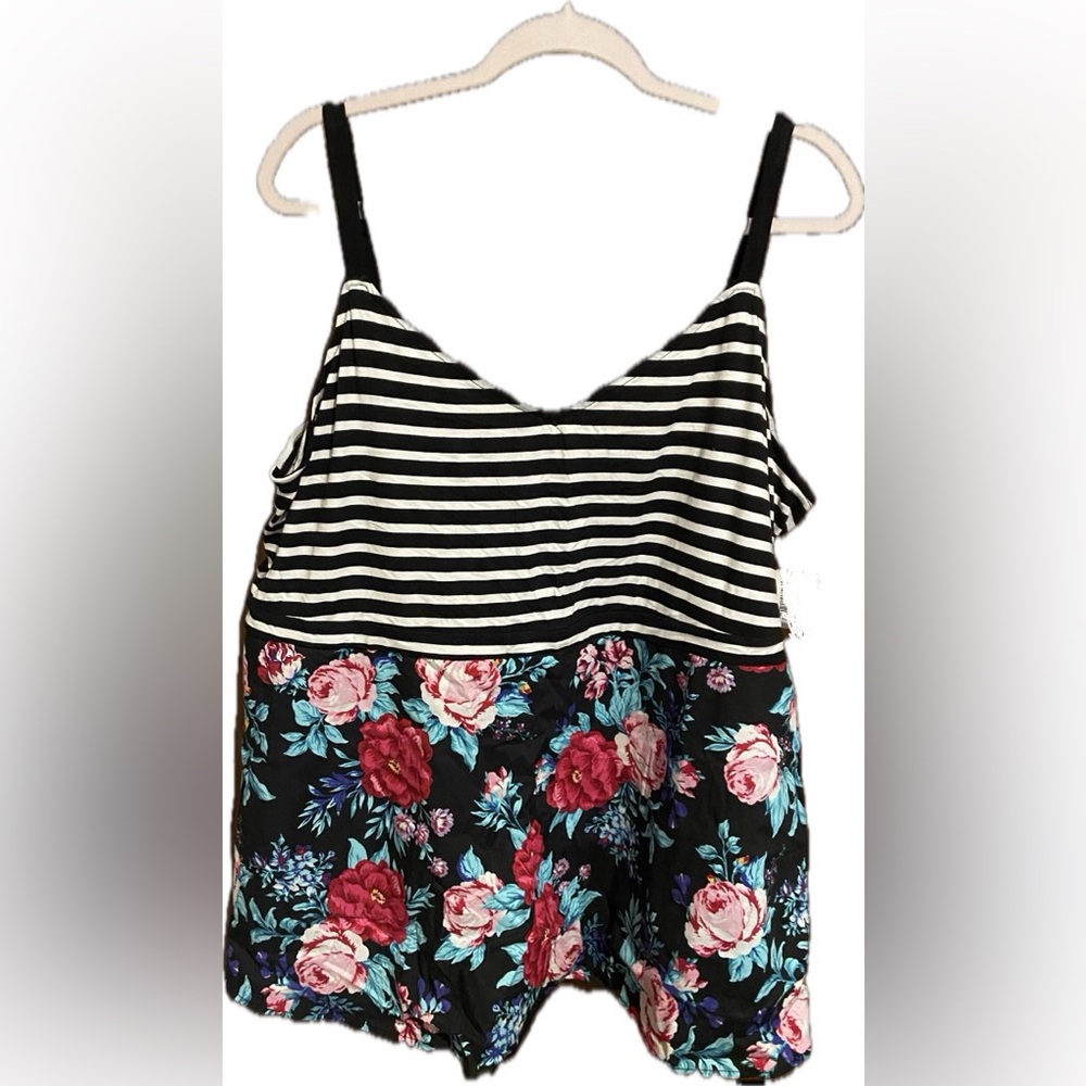 Striped and Floral Tank Top